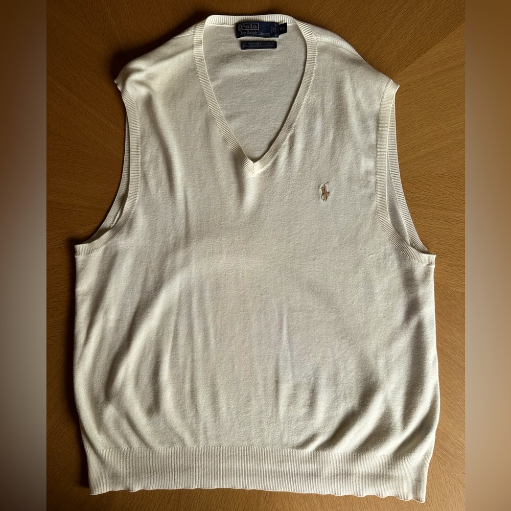Vintage Polo Ralph Lauren Sweater Vest Men’s Ivory Cream XL